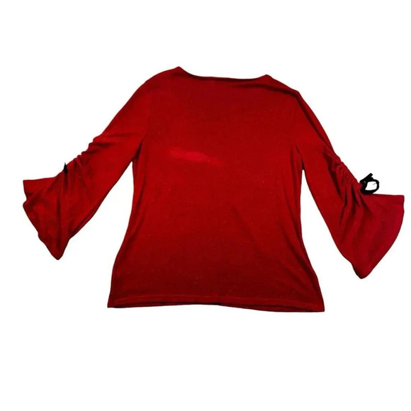 Juicy Couture Sweater Plus Size XXL Hollyberry Red Maroon 3/4 Bell Sleeves Bow - Picture 6 of 6